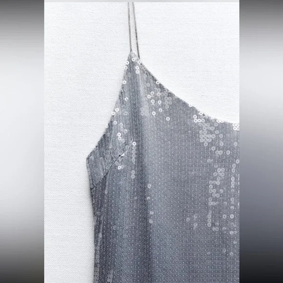 ZARA ~ Women's Blue and Silver Dress - Picture 3 of 16